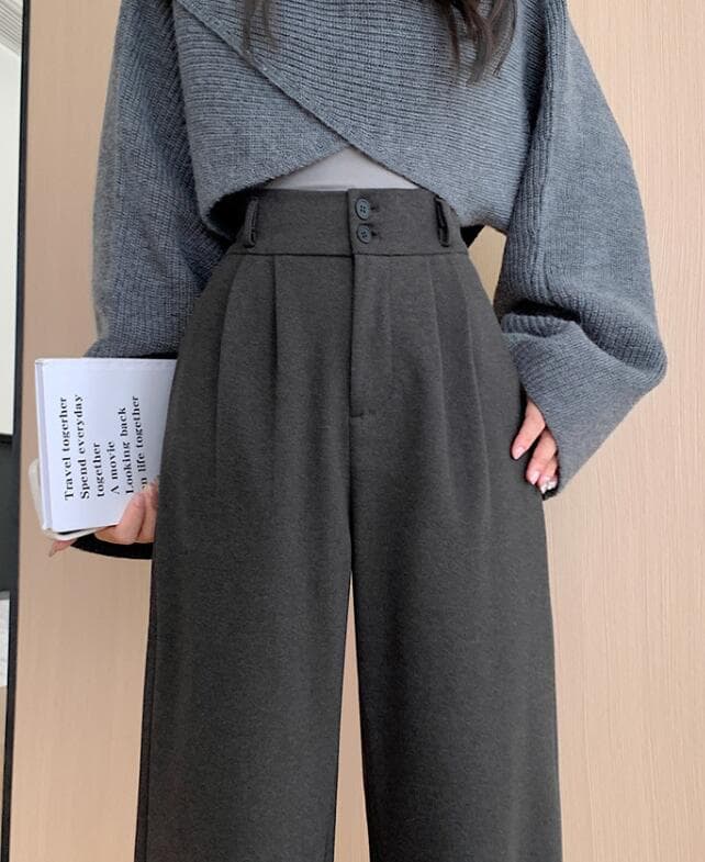 レディースワイドパンツ 秋冬新作ハイウエストワイドパンツカジュアルスラックス