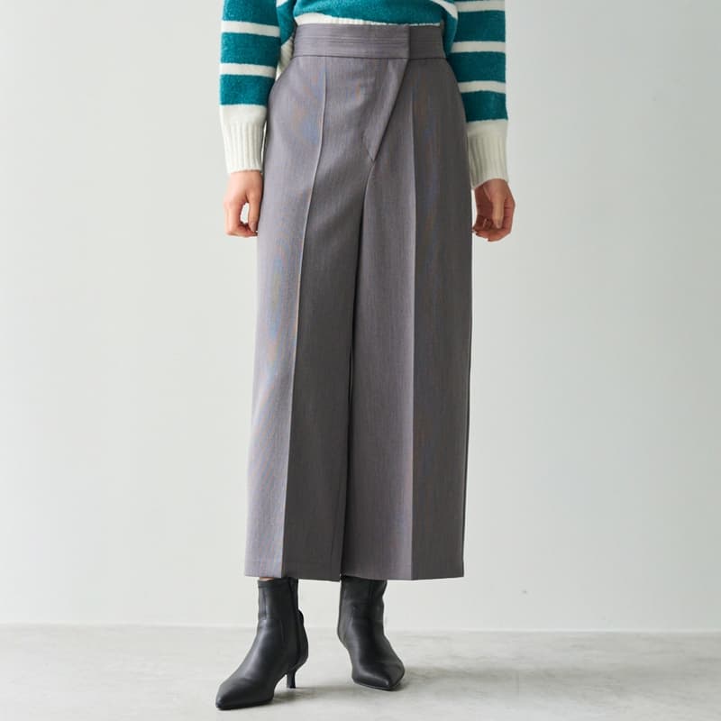 レディースワイドパンツ フロントタックワイドパンツ プレミアム