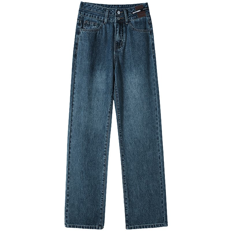 レディースワイドパンツ ハイウエストストレートデニムパンツ
