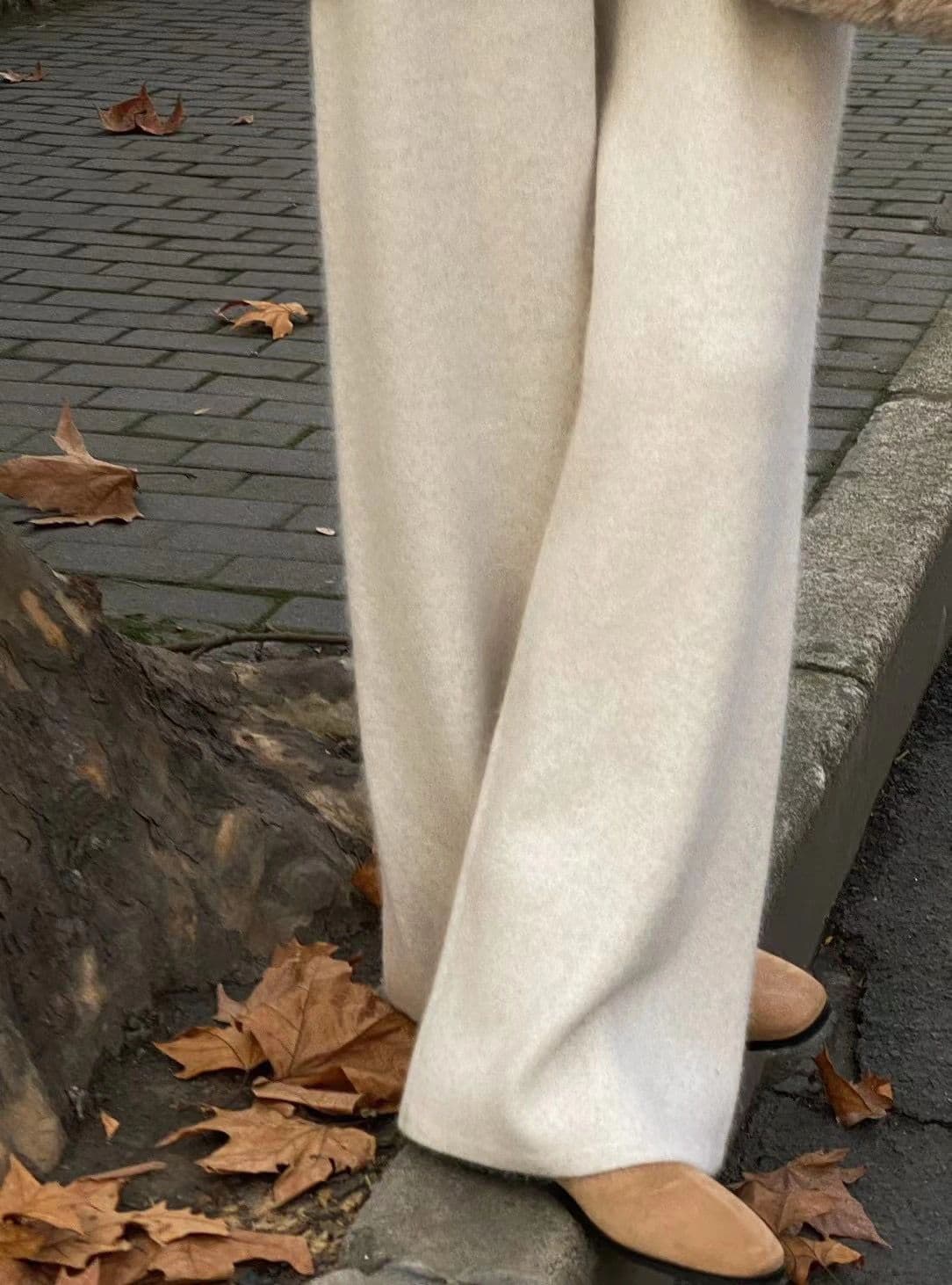 レディースワイドパンツ ゆったりシルエットストレートワイドパンツ
