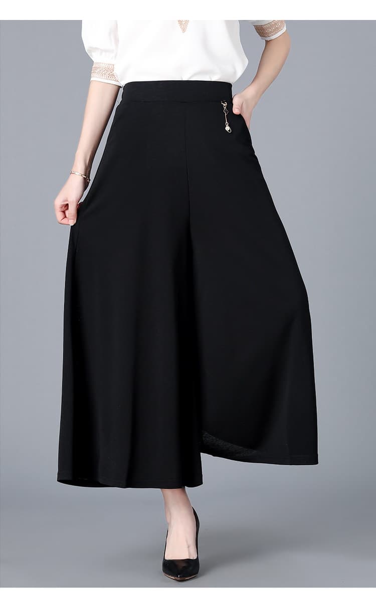 レディースワイドパンツ なめらかドレープ フレアパンツ
