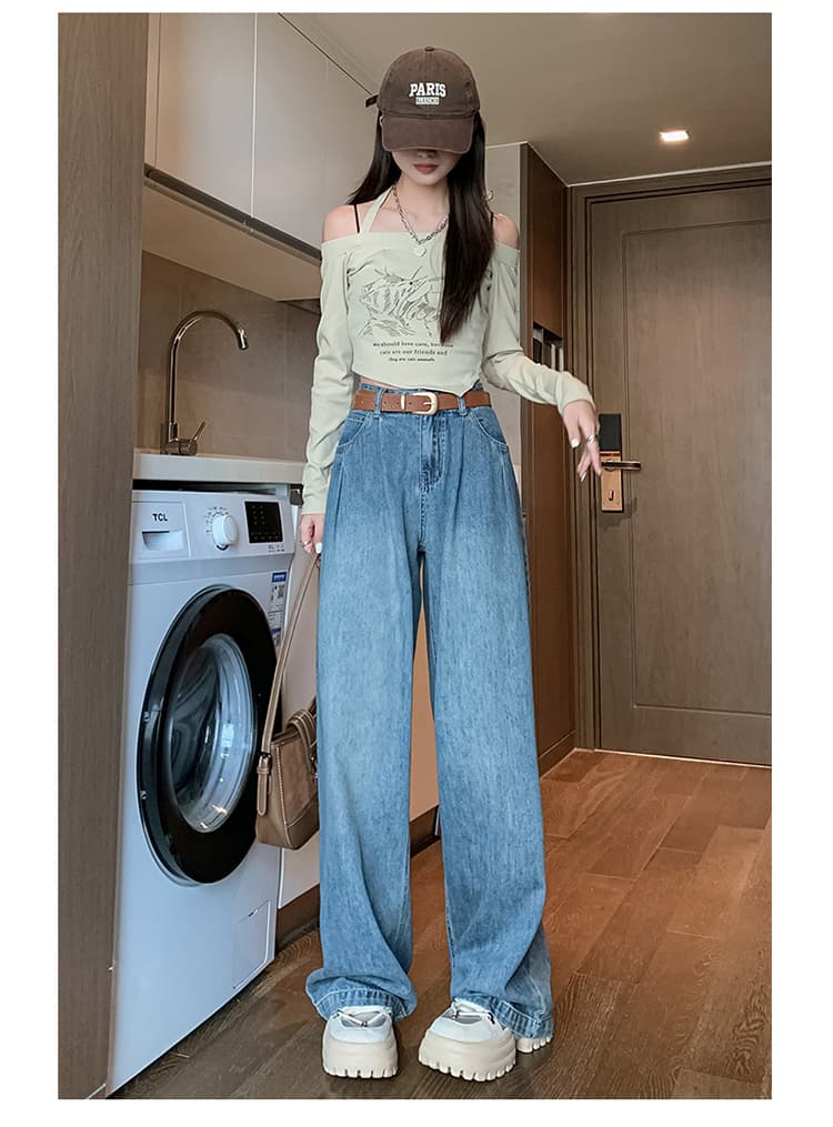 レディースワイドパンツ ゆったりシルエットデニムワイドパンツ