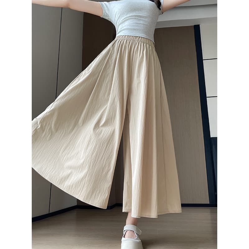 レディースワイドパンツ ボリュームたっぷり優美なタックパンツ