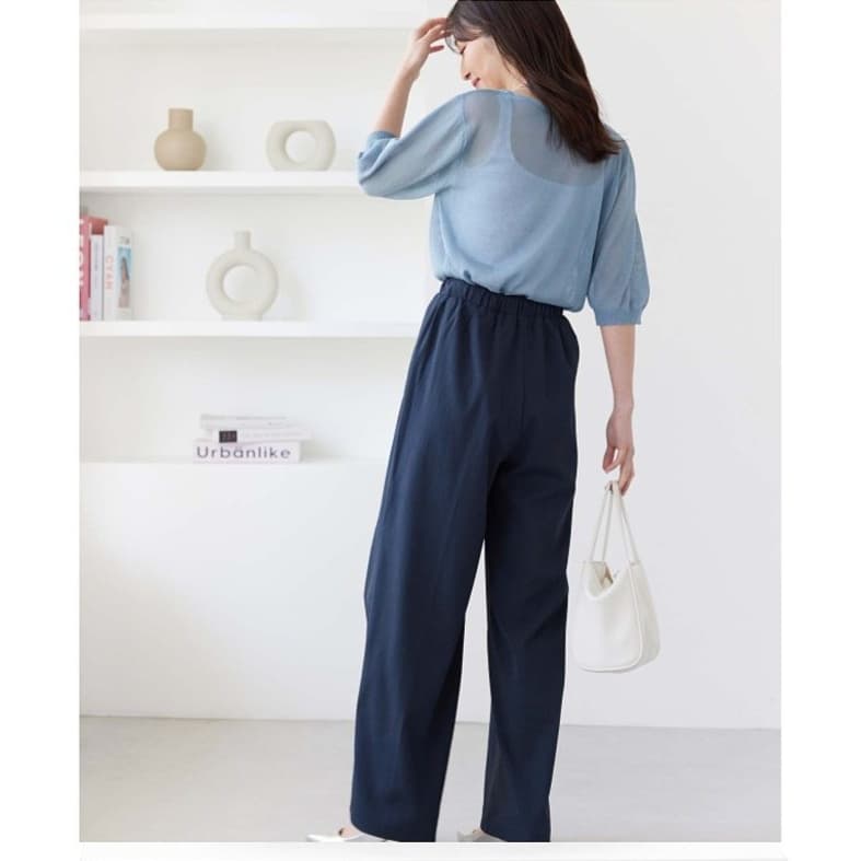 レディースワイドパンツ リボン付きワイドパンツ