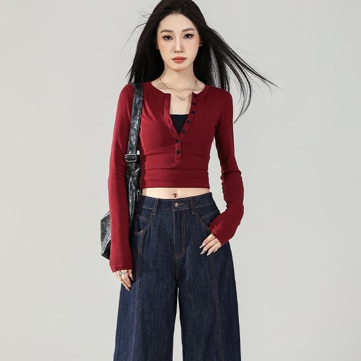 レディースワイドパンツ ハイウエストルーズワイドデニム