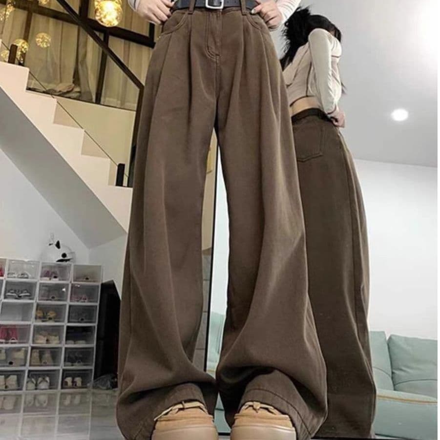 レディースワイドパンツ ドレープゆったりタック入りパンツ