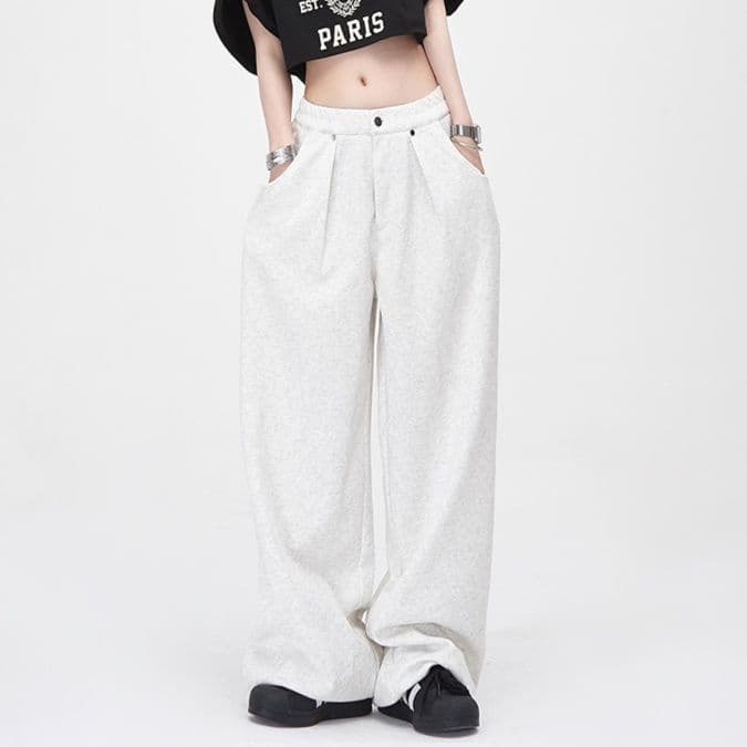 レディースワイドパンツ ゆったりくつろぎワイドスウェットパンツ
