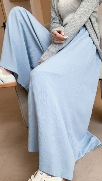 レディースワイドパンツ なめらか揺れ感ロングスカーチョ
