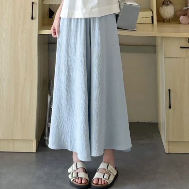 レディースワイドパンツ 高腰フレアワイドスカーチョ