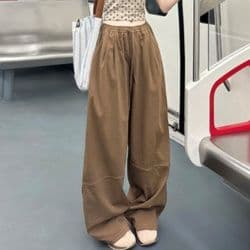 レディースワイドパンツ ゆったり楽ちんタックワイドパンツ