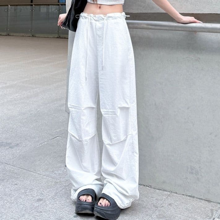 レディースワイドパンツ ゆったり楽ちんタックワイドパンツ