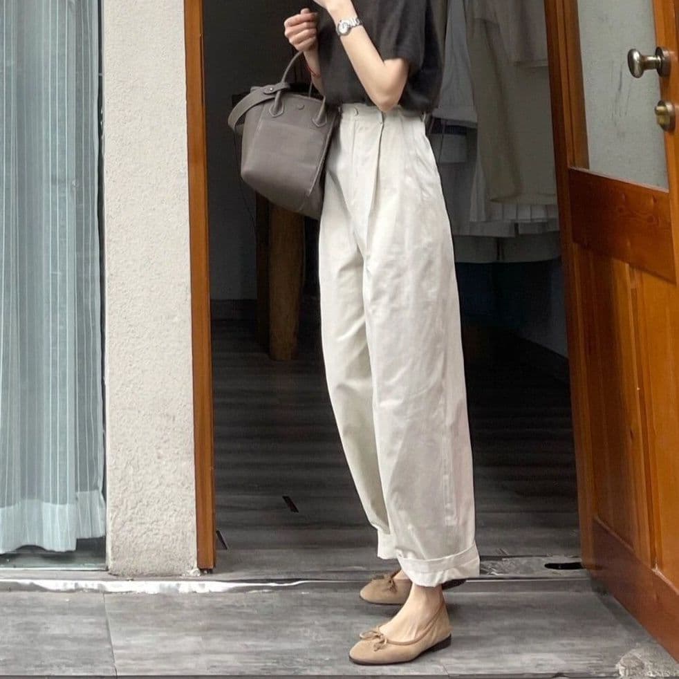 レディースワイドパンツ すっきり美脚チノワイドパンツ