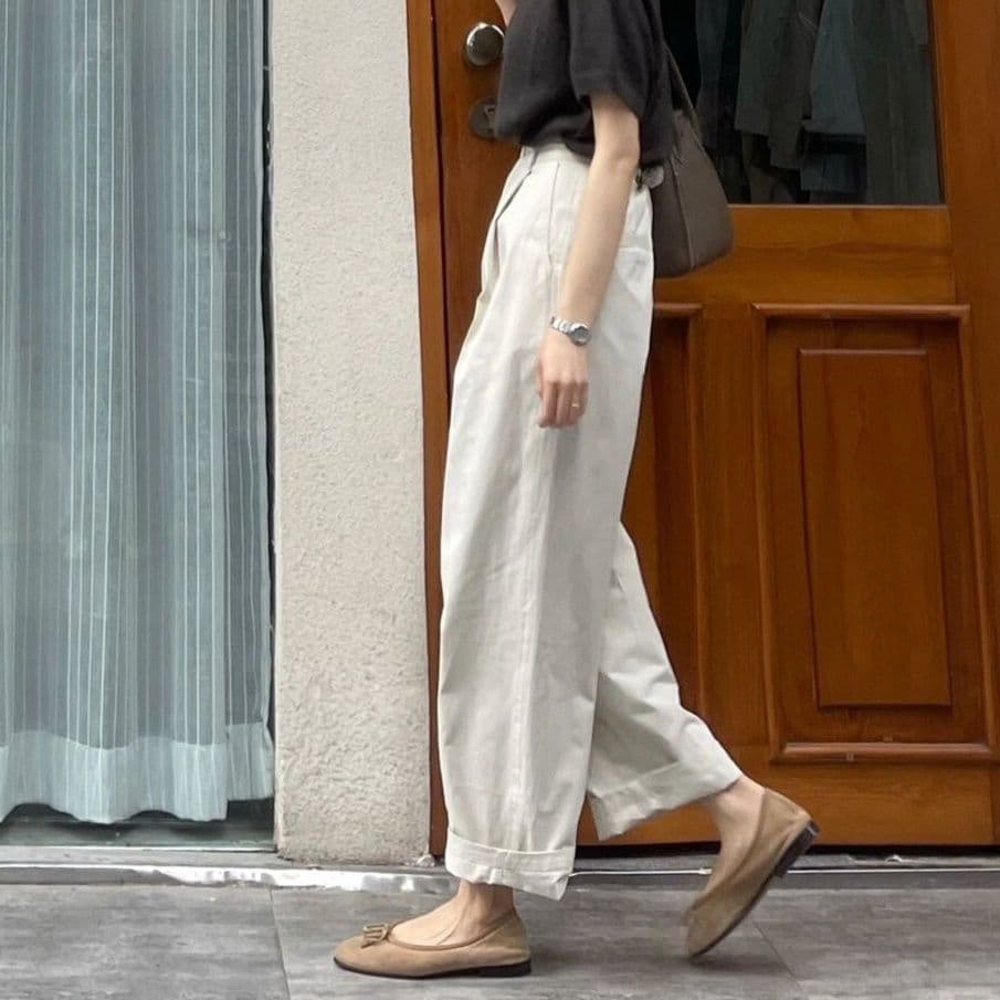 レディースワイドパンツ すっきり美脚チノワイドパンツ