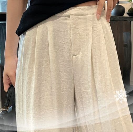レディースワイドパンツ 風薫る麻素材のふんわりワイドパンツ