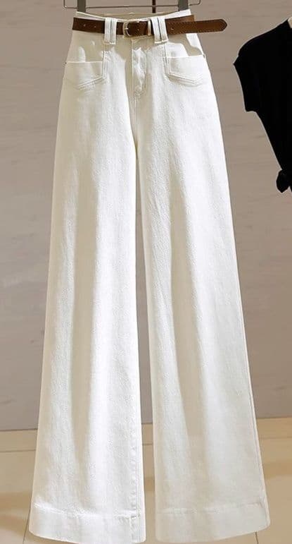 レディースワイドパンツ 洗練デニムワイドパンツ