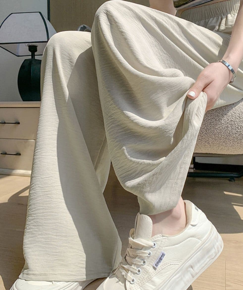 レディースワイドパンツ 綿麻リネンワイドパンツ きれいめ美脚
