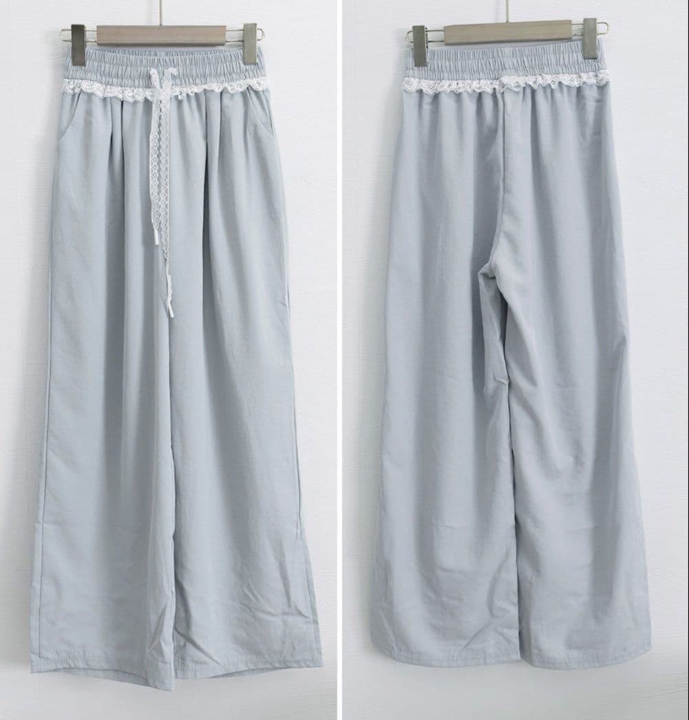 レディースワイドパンツ レース飾り夏用ワイドパンツ カテゴリ：雑貨