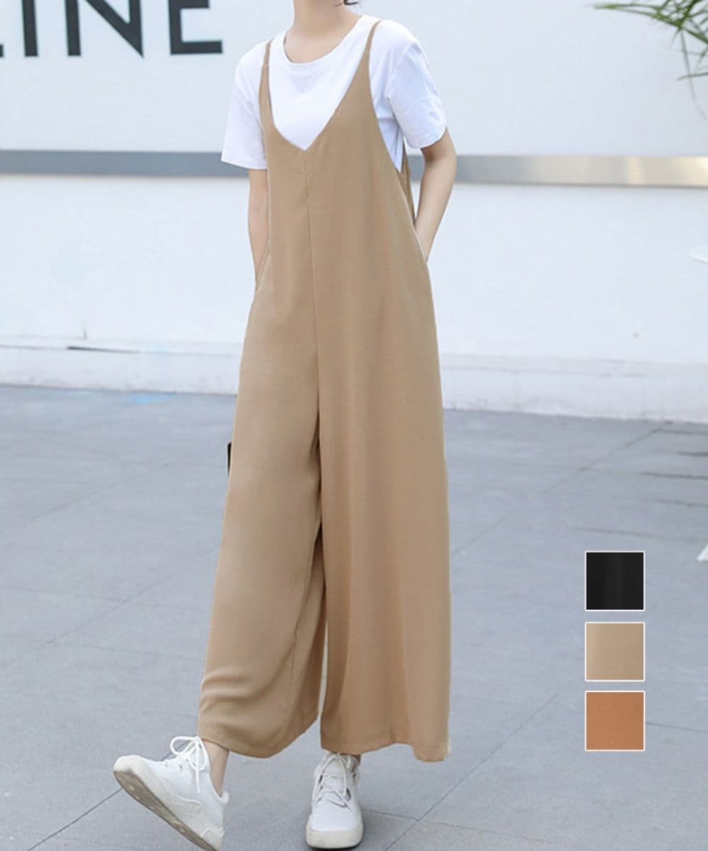 レディースワイドパンツ キャミソールサロペット ゆったりワイドパンツ アザーズ