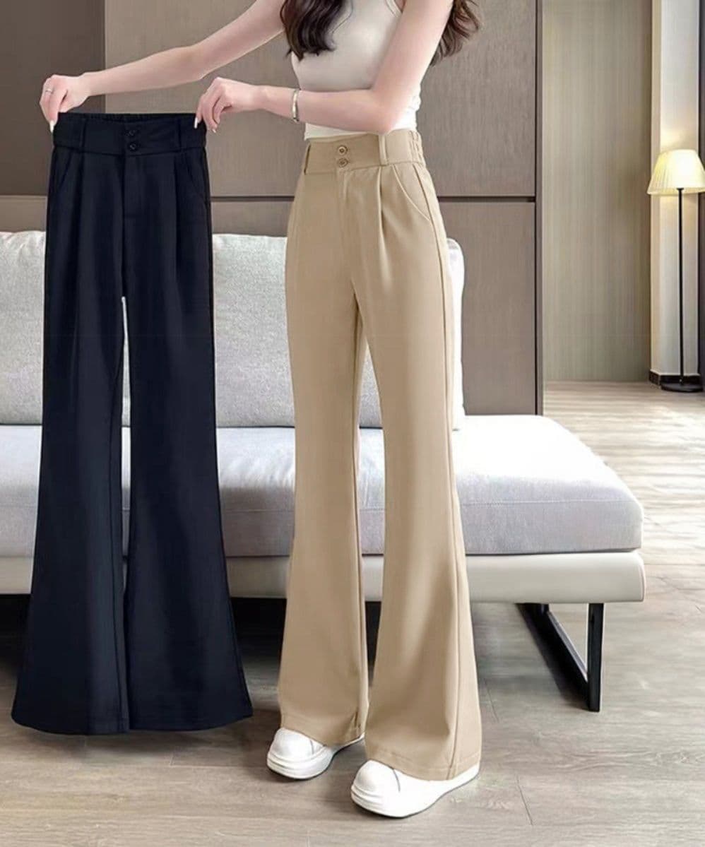 レディースワイドパンツ 美脚効果 ハイウエストワイドパンツ スラックス