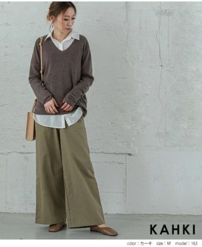 レディースワイドパンツ 秋冬新作チノパンツ　ゆったりシンプル　ワイドパンツ