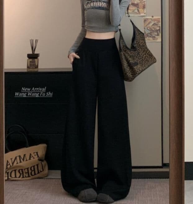 レディースワイドパンツ 秋冬レディース スウェット ワイドパンツ ゆったり美脚