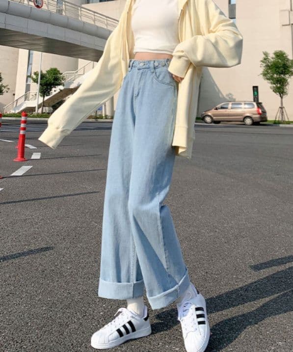 レディースワイドパンツ 2026新作 レディース ハイウエスト デニム ワイドパンツ ゆったり