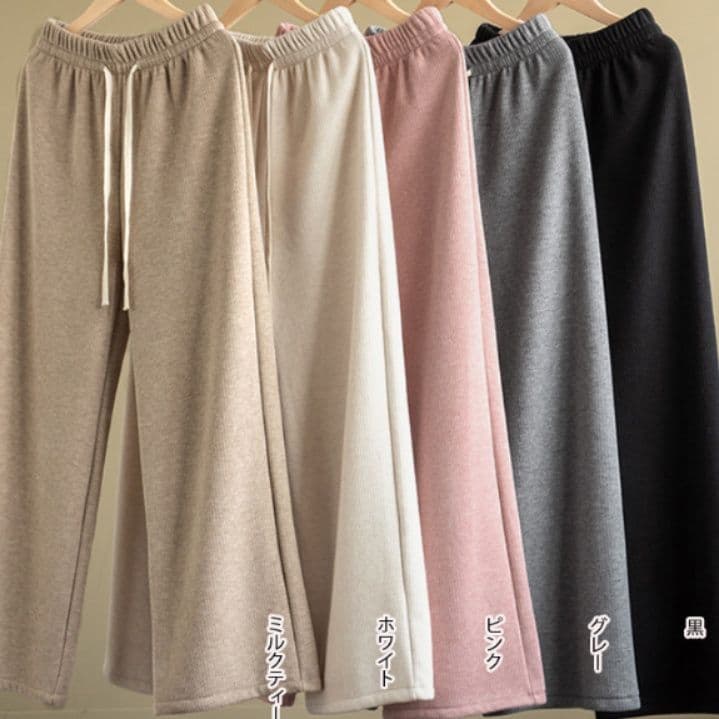 レディースワイドパンツ レディース裏起毛スウェットワイドパンツウエストゴム