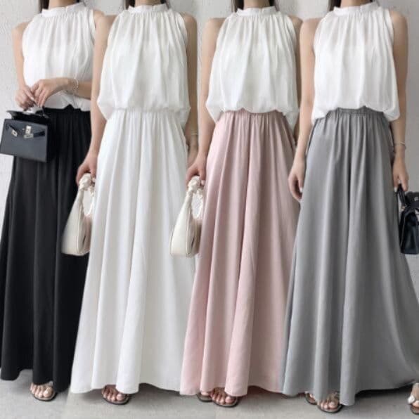 レディースワイドパンツ 夏スカーチョ ワイドパンツ フレア美脚ボトムス