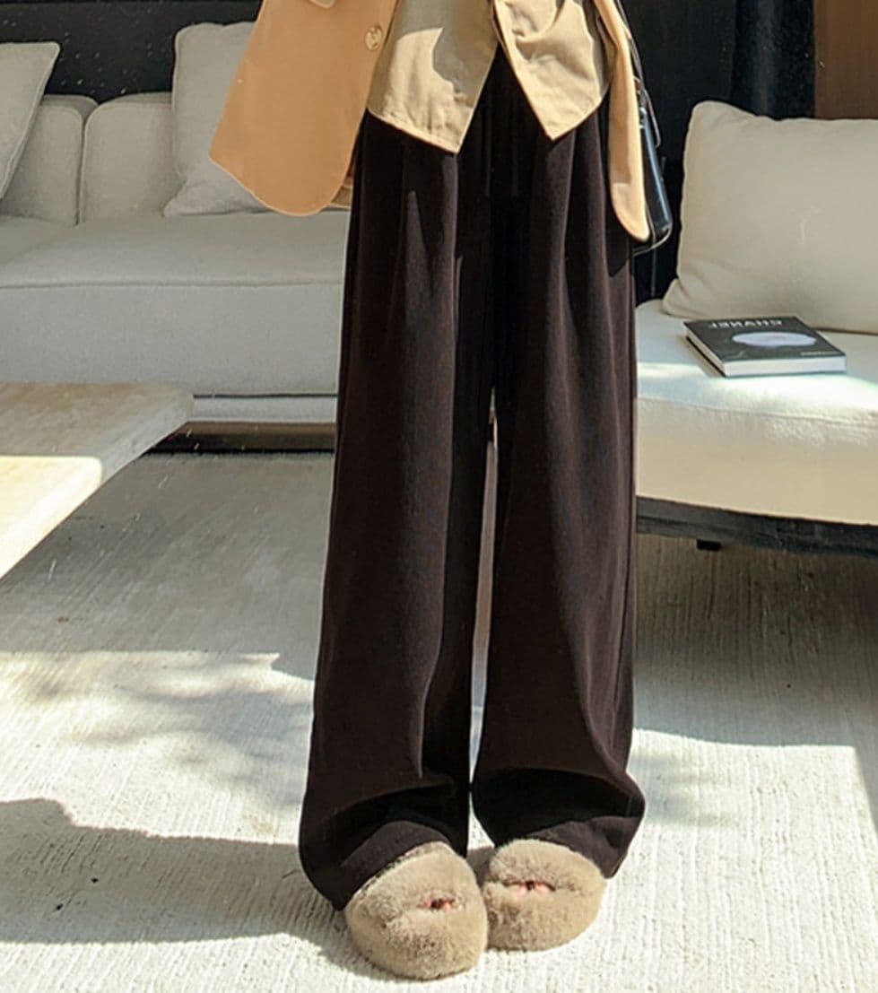 レディースワイドパンツ スウェット風ワイドパンツ ハイウエスト