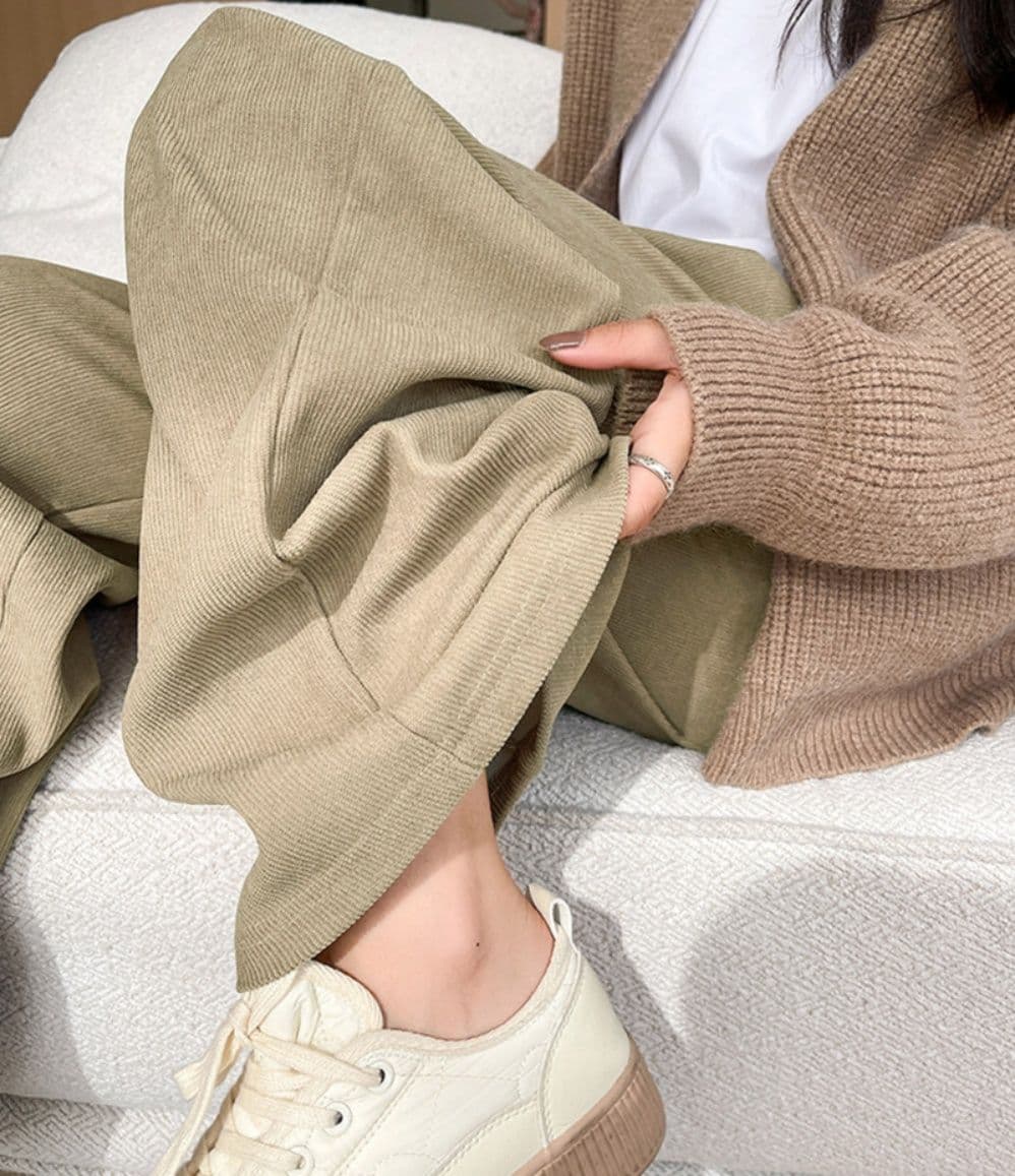 レディースワイドパンツ スウェット風ワイドパンツ ハイウエスト