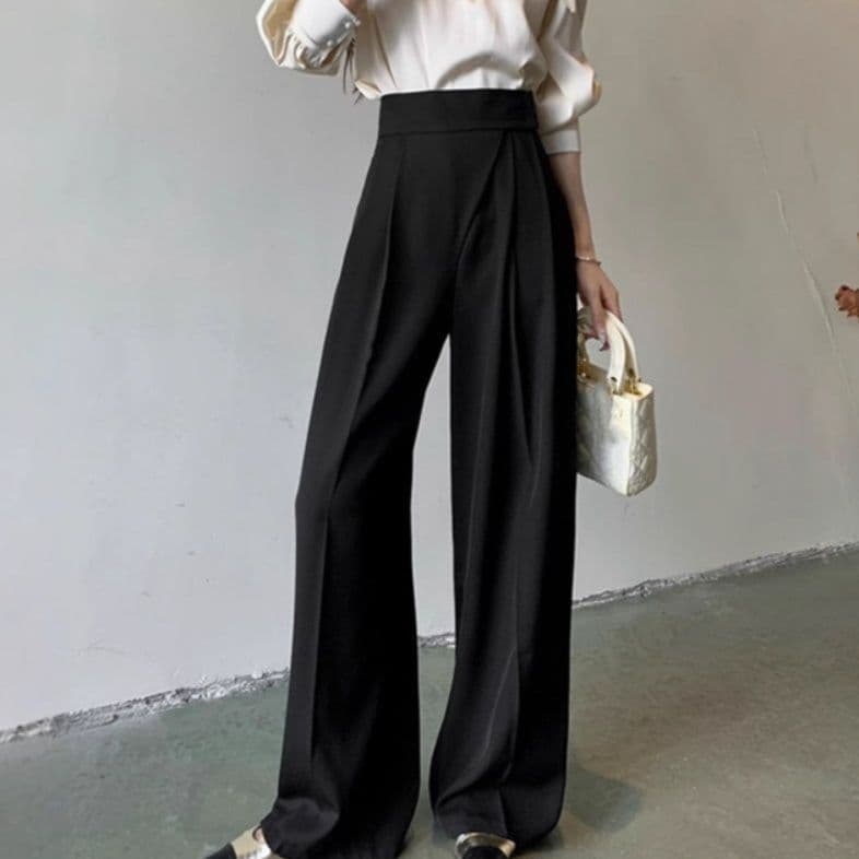 レディースワイドパンツ 2026年春夏新作 タックパンツ 女性用 幅広ズボン ハイウエスト