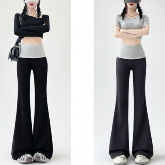 レディースワイドパンツ 美脚見せフレアシルエットレディースワイドパンツ