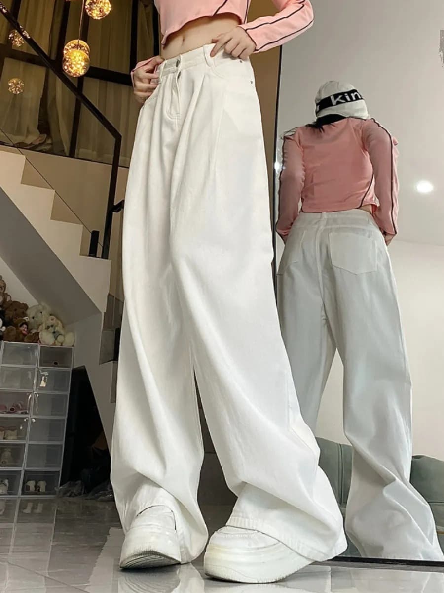 レディースワイドパンツ ゆったり美脚ハイウエストワイドパンツ