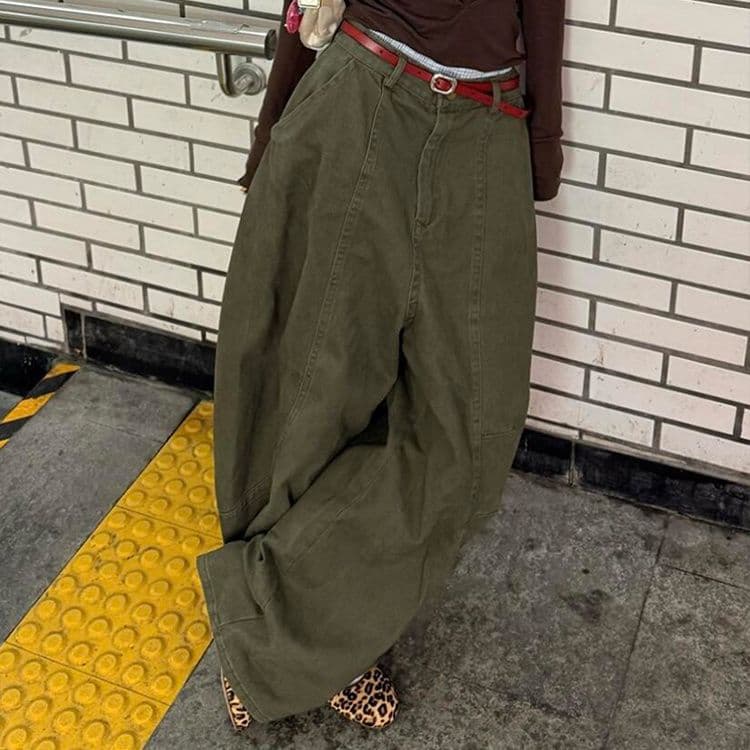 レディースワイドパンツ ふんわりシルエット ワイドカーゴパンツ