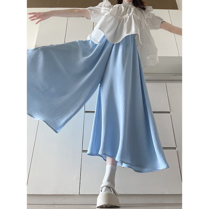レディースワイドパンツ ふんわりドレープスカンツ