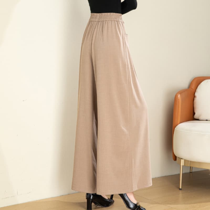 レディースワイドパンツ しなやか素材のマキシ丈フレアパンツ