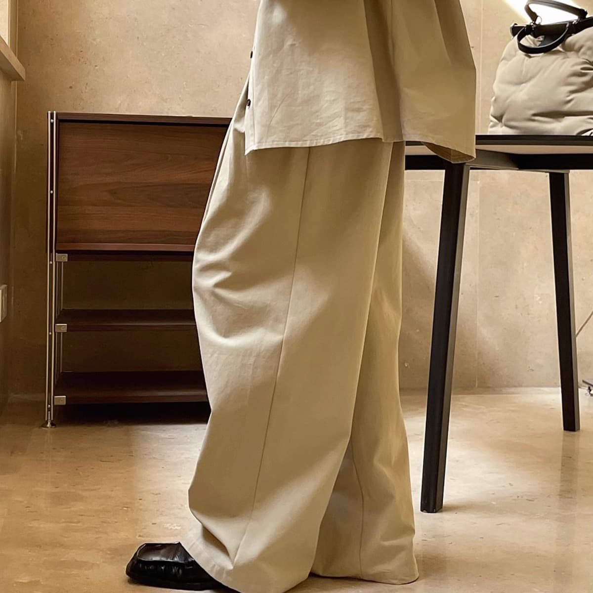 レディースワイドパンツ プリーツデザインワイドパンツ
