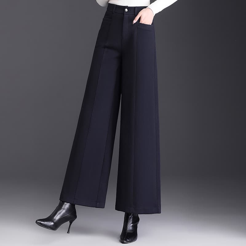 レディースワイドパンツ 上品シルエットクロップドワイドパンツ