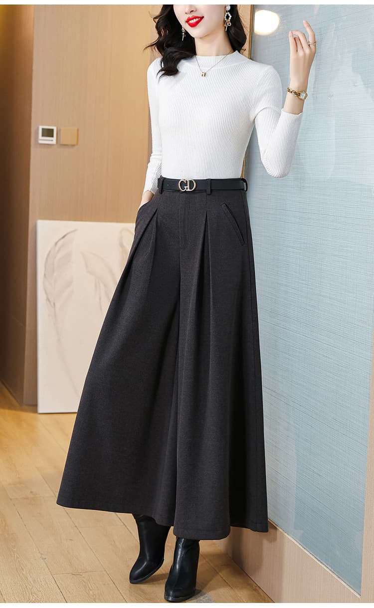 レディースワイドパンツ プリーツロングパンツ フレア仕立て