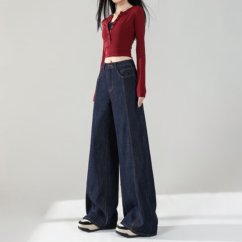 レディースワイドパンツ ハイウエストルーズワイドデニム