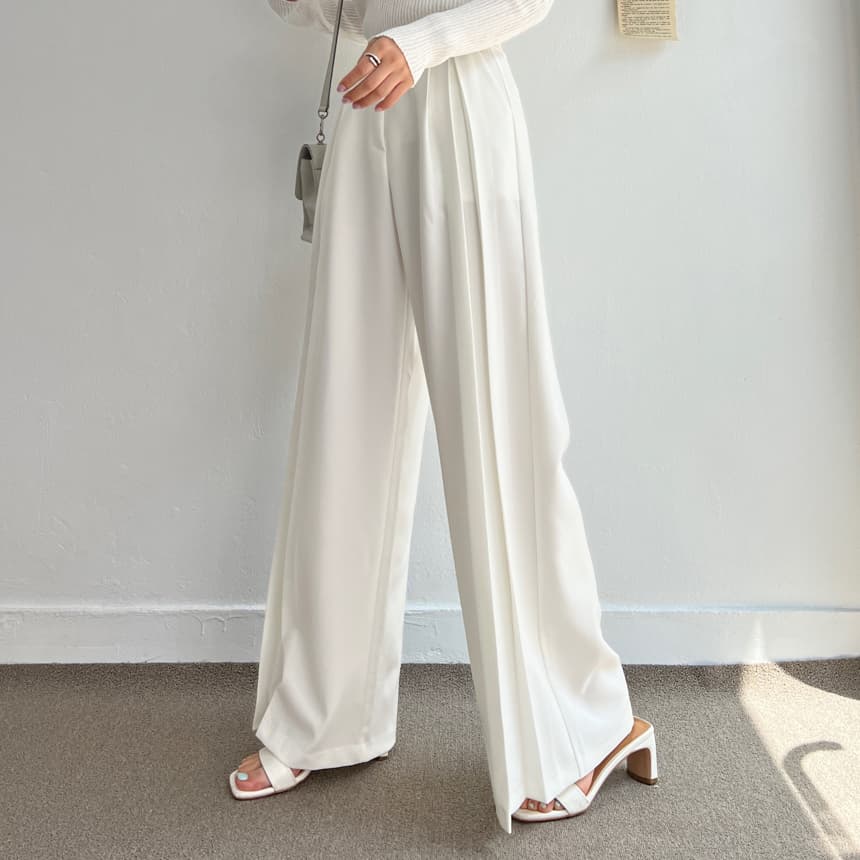 レディースワイドパンツ ドレープタックワイドパンツ