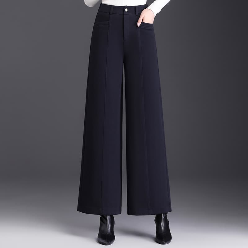 レディースワイドパンツ 上品シルエットクロップドワイドパンツ