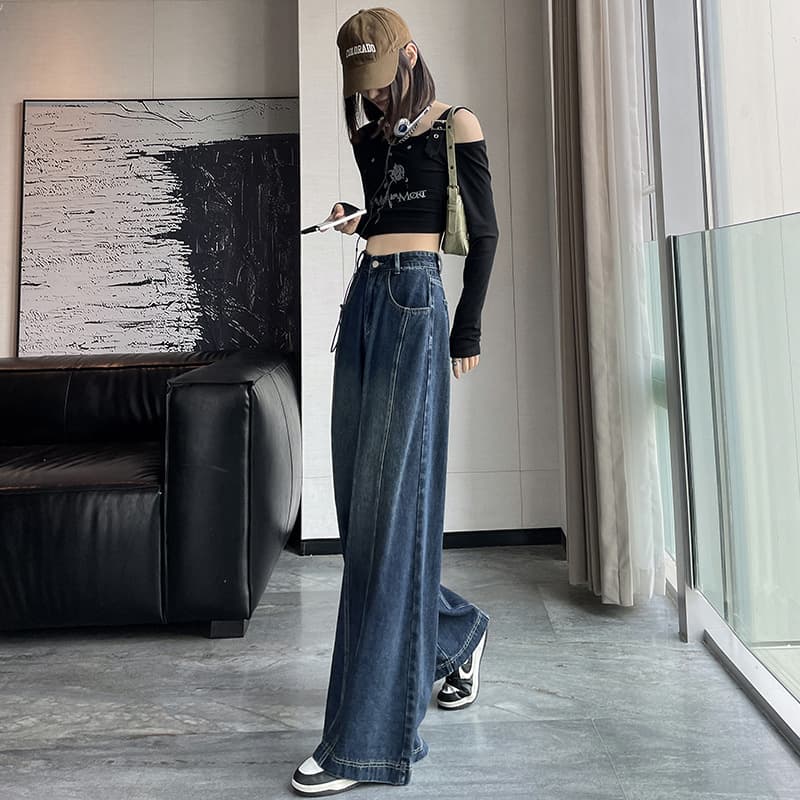 レディースワイドパンツ クラシカルフレアデニムパンツ
