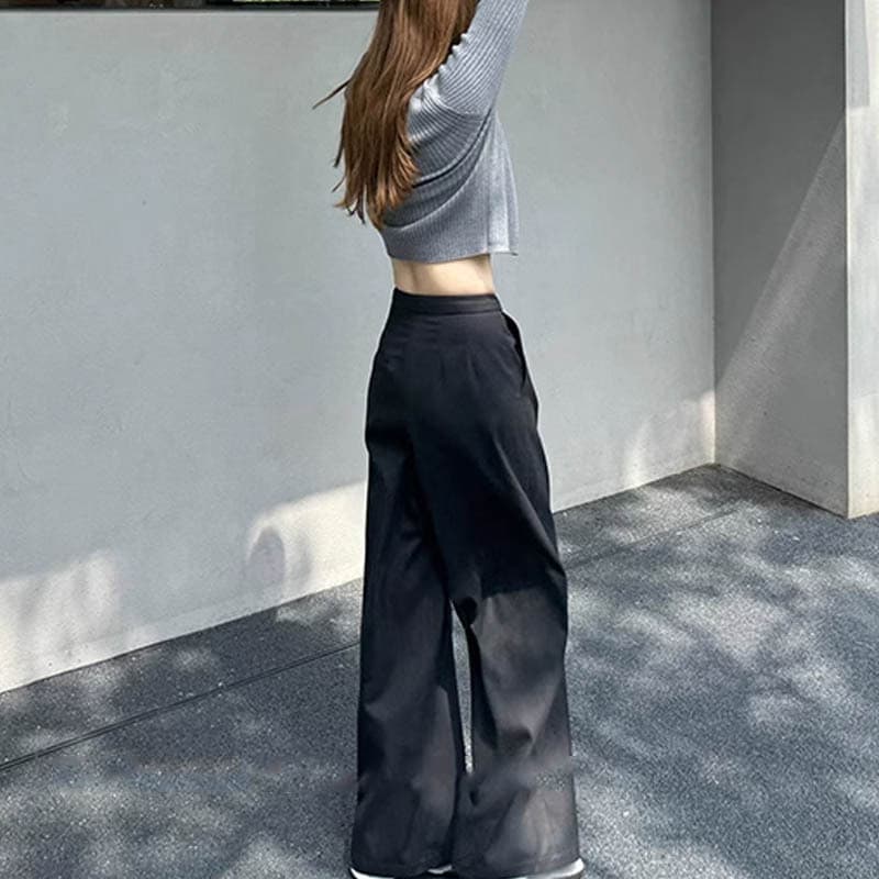 レディースワイドパンツ ゆったりシルエット フロントタック ワイドパンツ