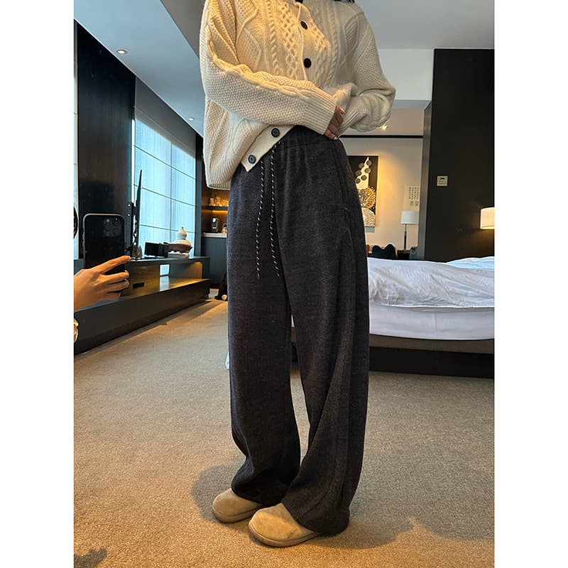 レディースワイドパンツ あったか裏起毛リラックスパンツ