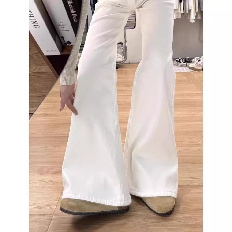 レディースワイドパンツ すっきりシルエット フレアチノワイド