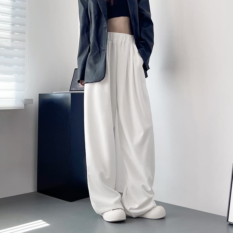 レディースワイドパンツ ゆったりドレープワイドパンツ
