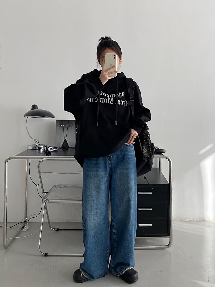 レディースワイドパンツ 風合い抜群 ゆったりデニムワイドパンツ