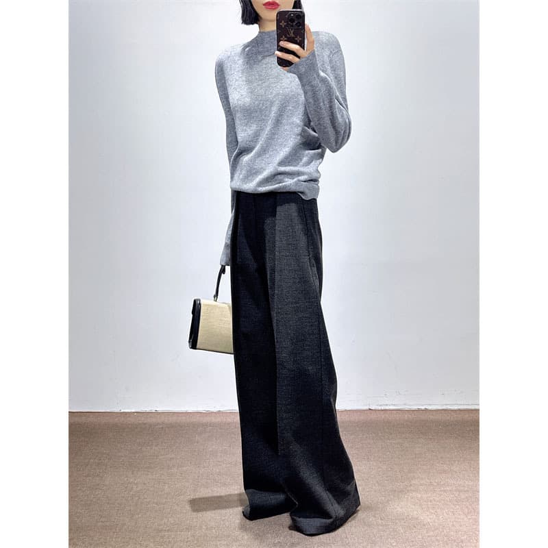 レディースワイドパンツ ゆったりとしたタックデザインワイドパンツ