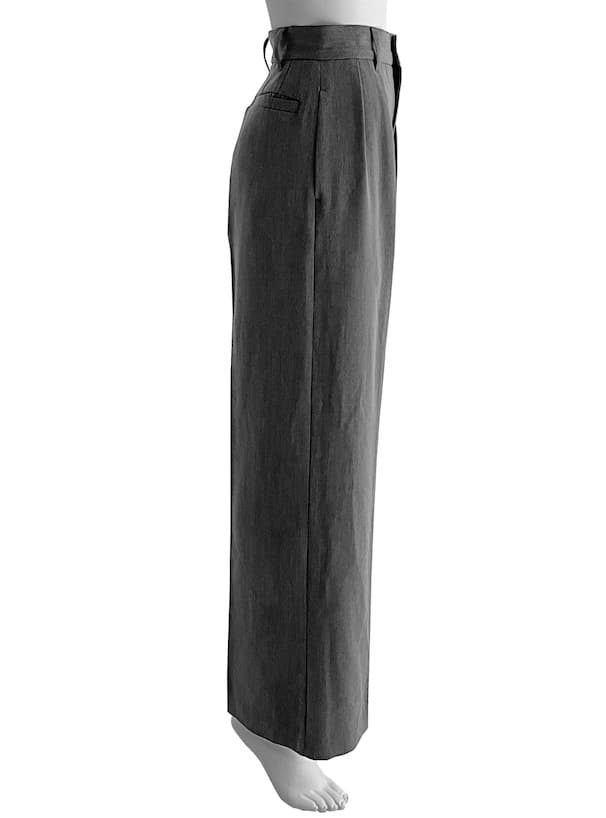 レディースワイドパンツ タック入りドレープスラックス